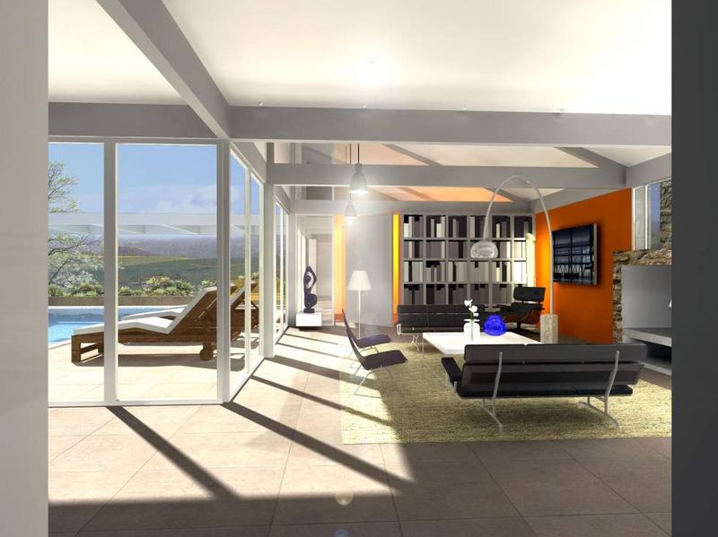 Vue intérieure séjour maison contemporaine